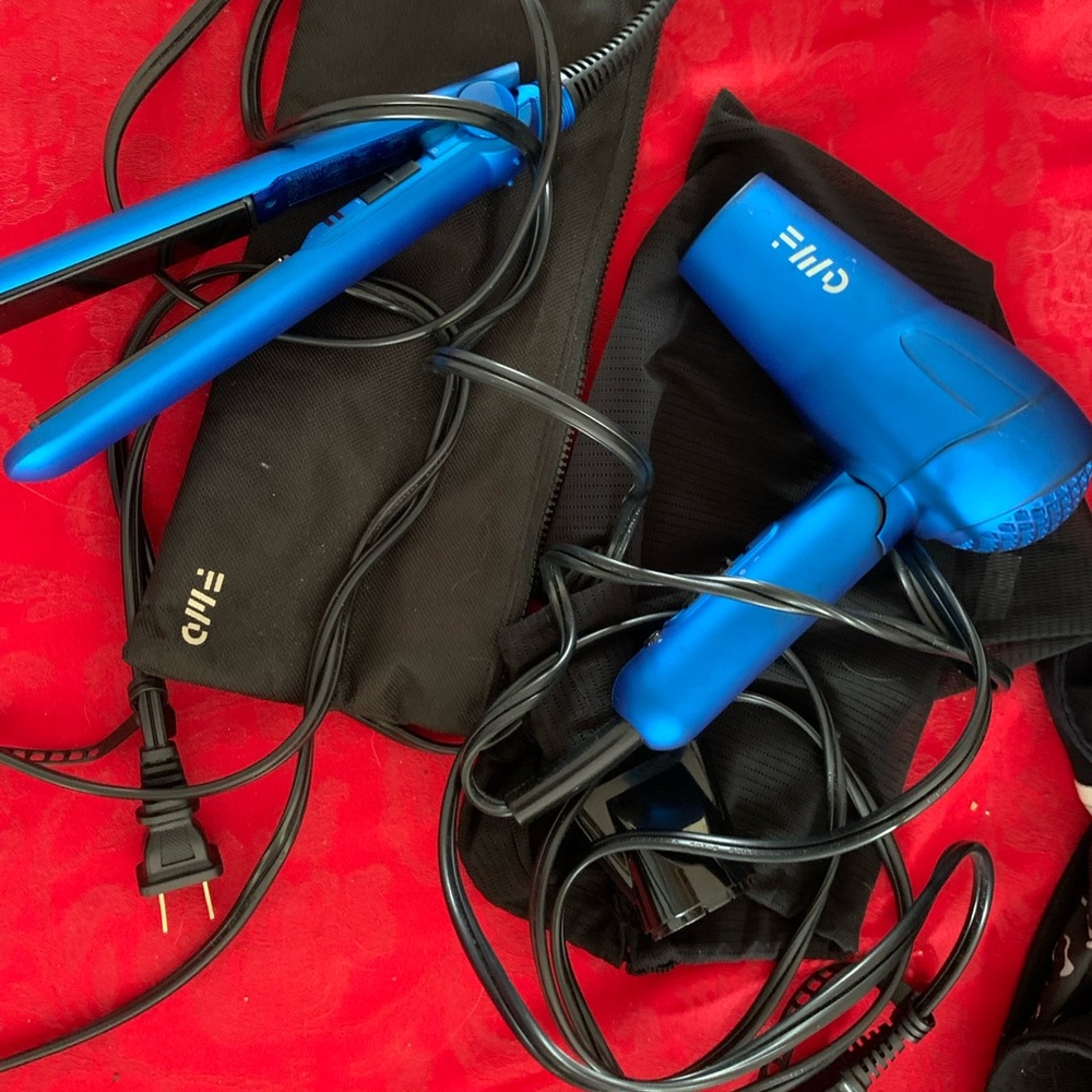 FWD Blue Travel Size Hair Dryer and Straightener Set